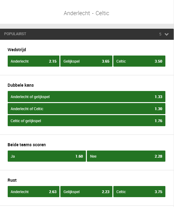 Wedden op Anderlecht - celtic