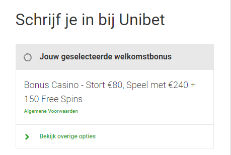 Unibet welkomstbonus