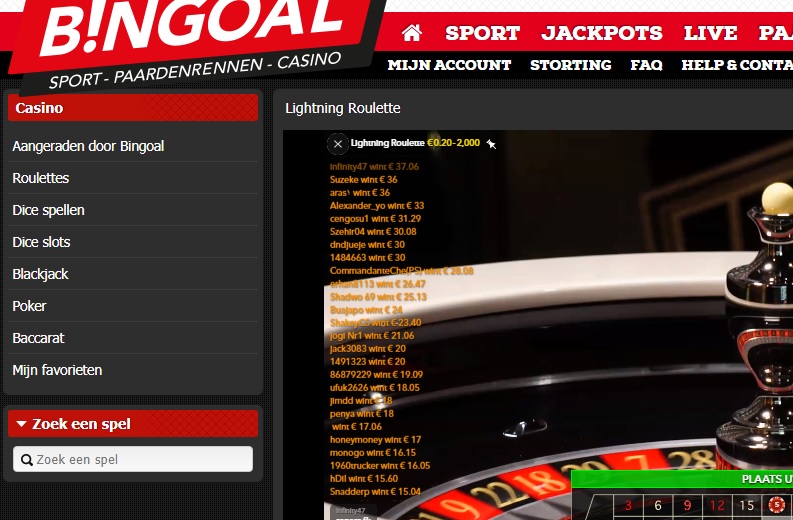 bingoal lightning roulette