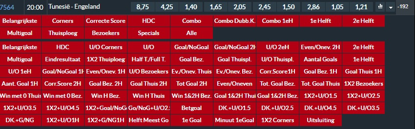 Wedden op Tunesie - Engeland Wk 2018 mogelijkheden