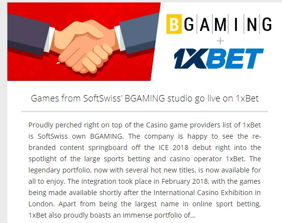 BGaming Soft Swiss